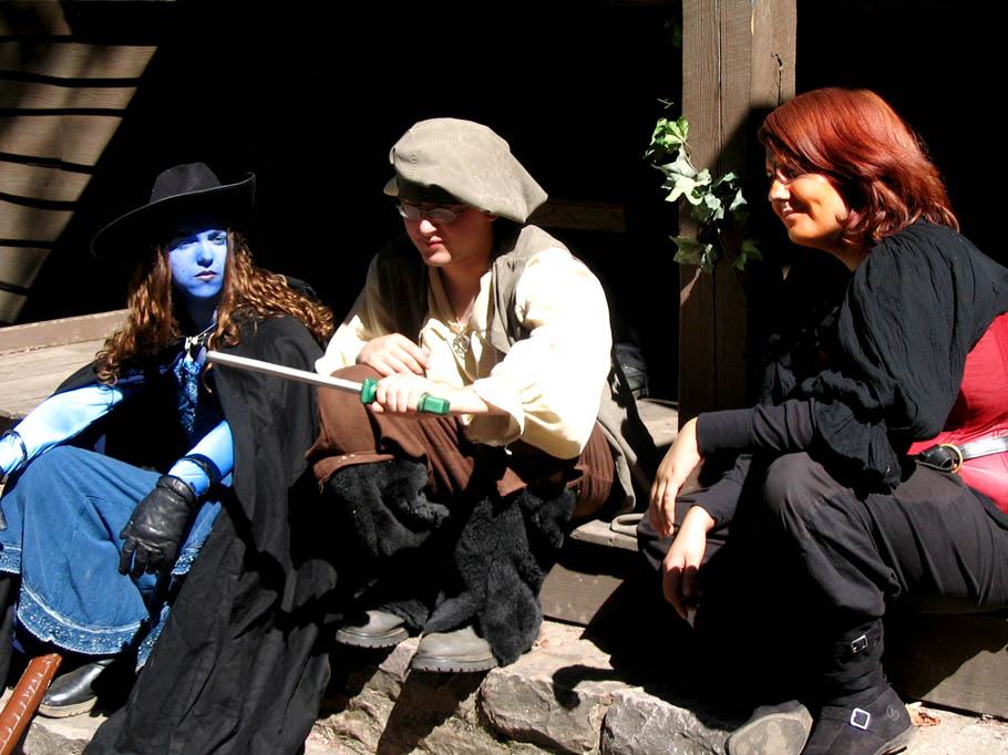 Evadne, Dios and Josalin on the Porch